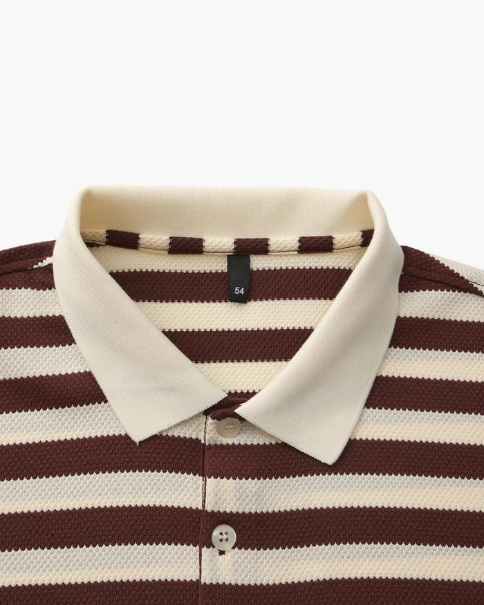 Striped Piqué Polo Shirt - Sterling Weave