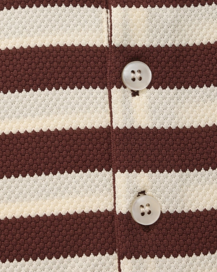 Striped Piqué Polo Shirt - Sterling Weave