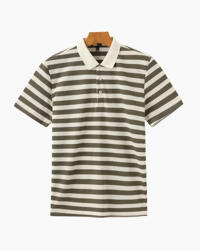 Striped Piqué Polo Shirt - Sterling Weave