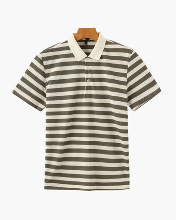 Striped Piqué Polo Shirt - Sterling Weave