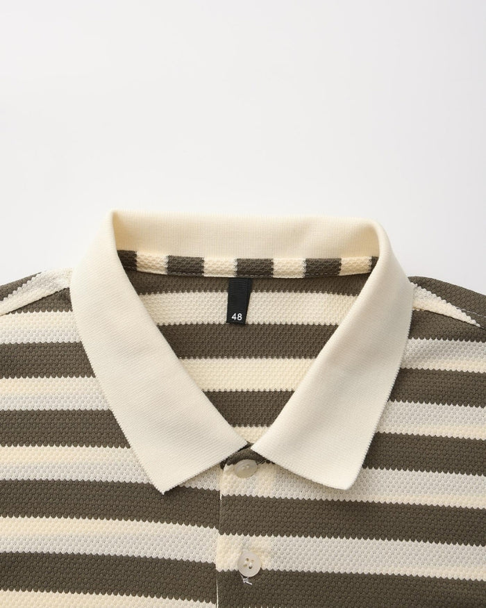 Striped Piqué Polo Shirt - Sterling Weave
