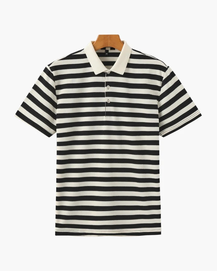 Striped Piqué Polo Shirt - Sterling Weave