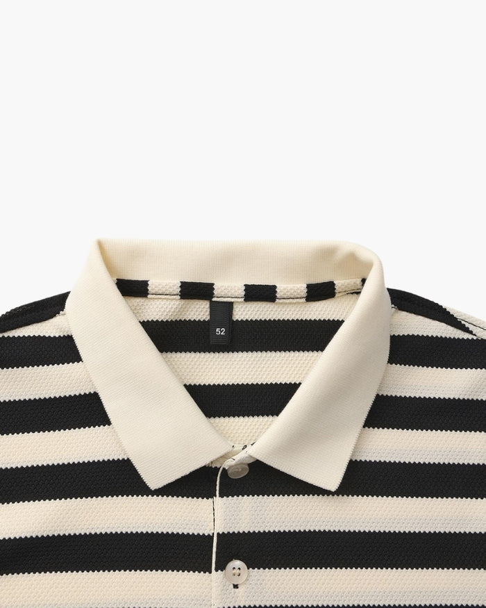 Striped Piqué Polo Shirt - Sterling Weave