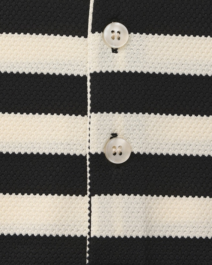 Striped Piqué Polo Shirt - Sterling Weave