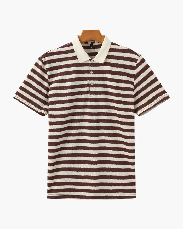 Striped Piqué Polo Shirt - Sterling Weave