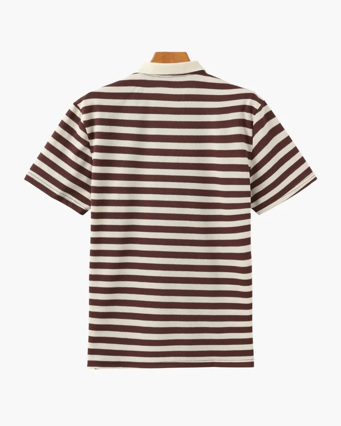 Striped Piqué Polo Shirt - Sterling Weave