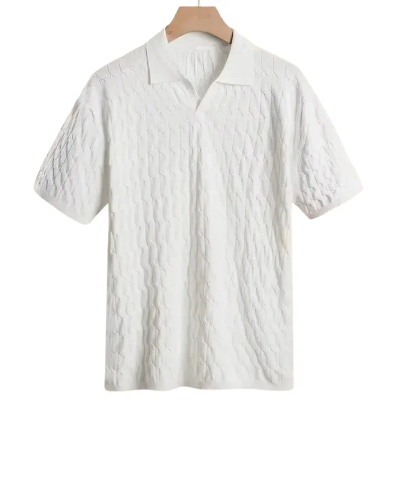 Embossed Knit Polo Shirt - Sterling Weave