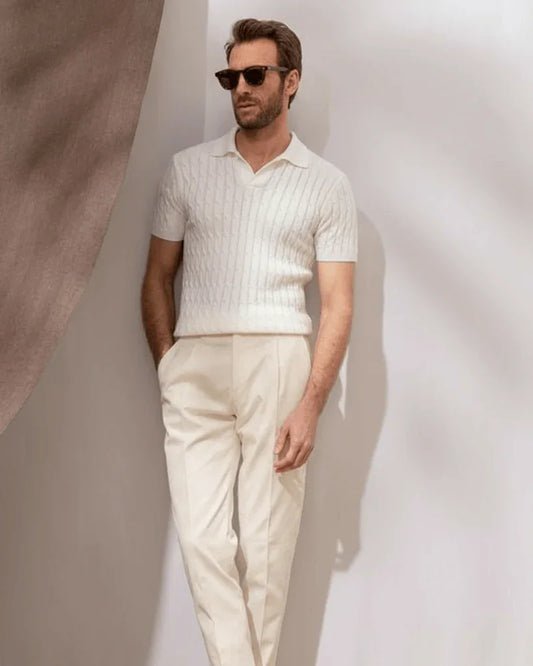 Embossed Knit Polo Shirt - Sterling Weave
