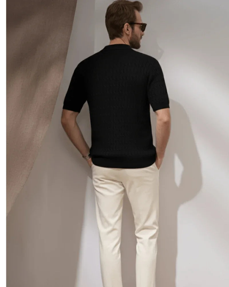 Embossed Knit Polo Shirt - Sterling Weave