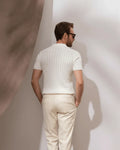 Embossed Knit Polo Shirt - Sterling Weave