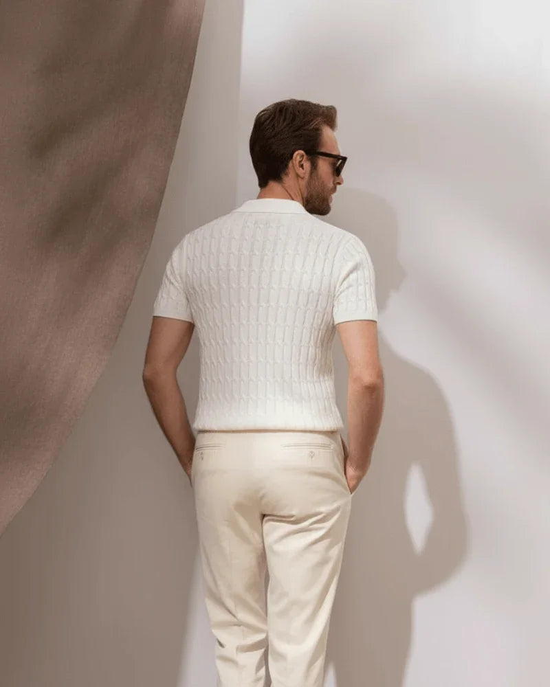 Embossed Knit Polo Shirt - Sterling Weave