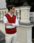 Diamond Knit V-Neck Vest - Sterling Weave