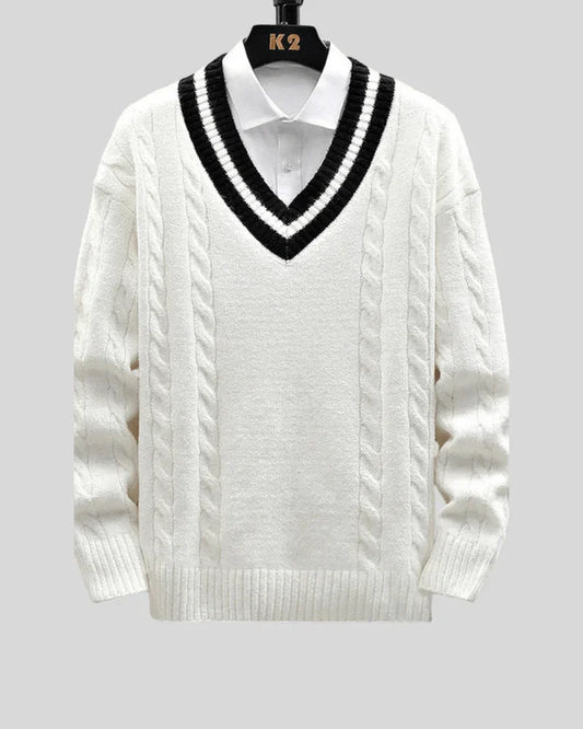 Collegiate Cable Knit Sweater - Sterling Weave