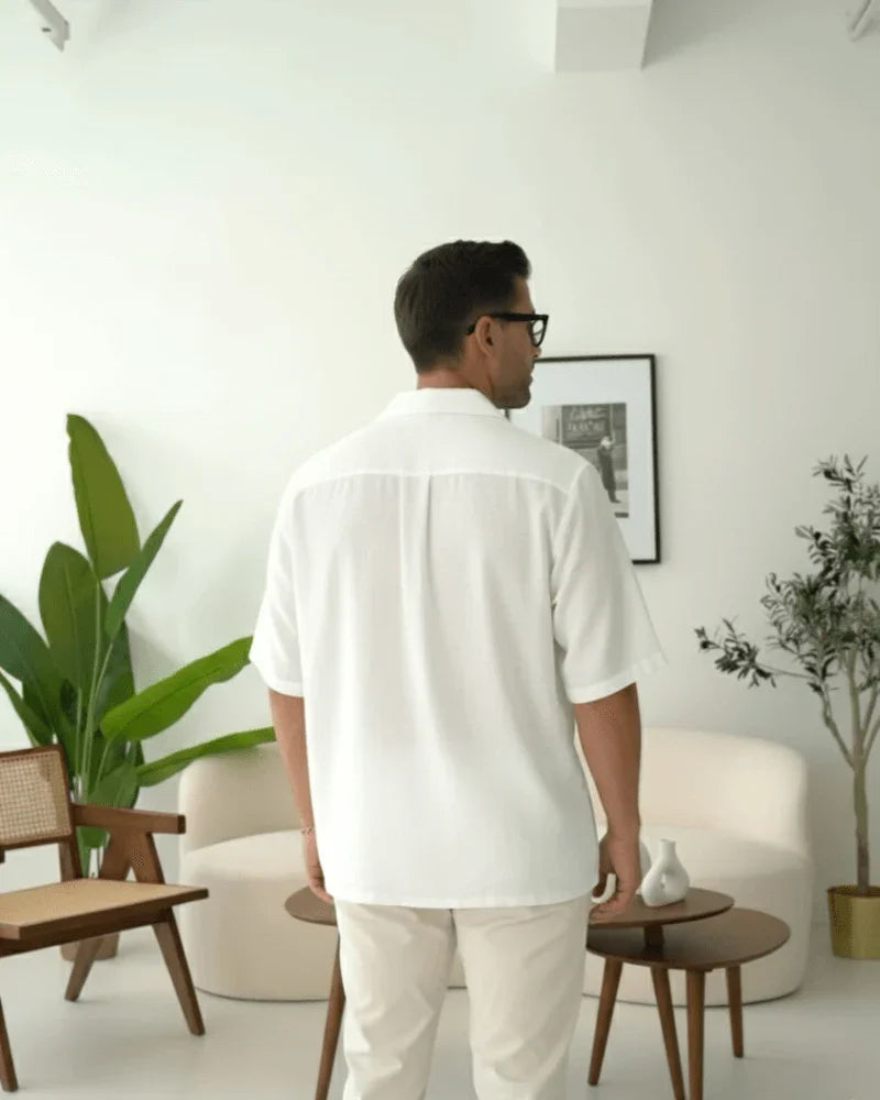 Textured Cuban Collar Shirt - Sterling Weave