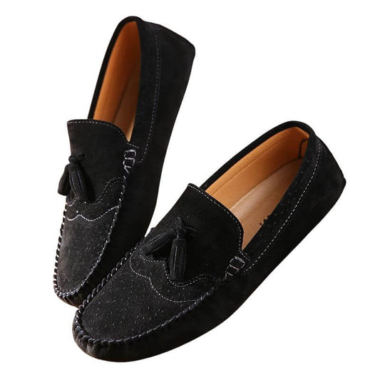 Suede Tassel Driving Loafers - Sterling Weave