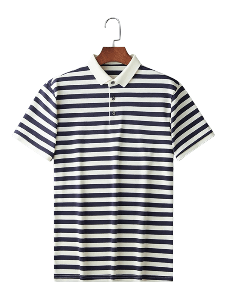 Striped Piqué Polo Shirt - Sterling Weave