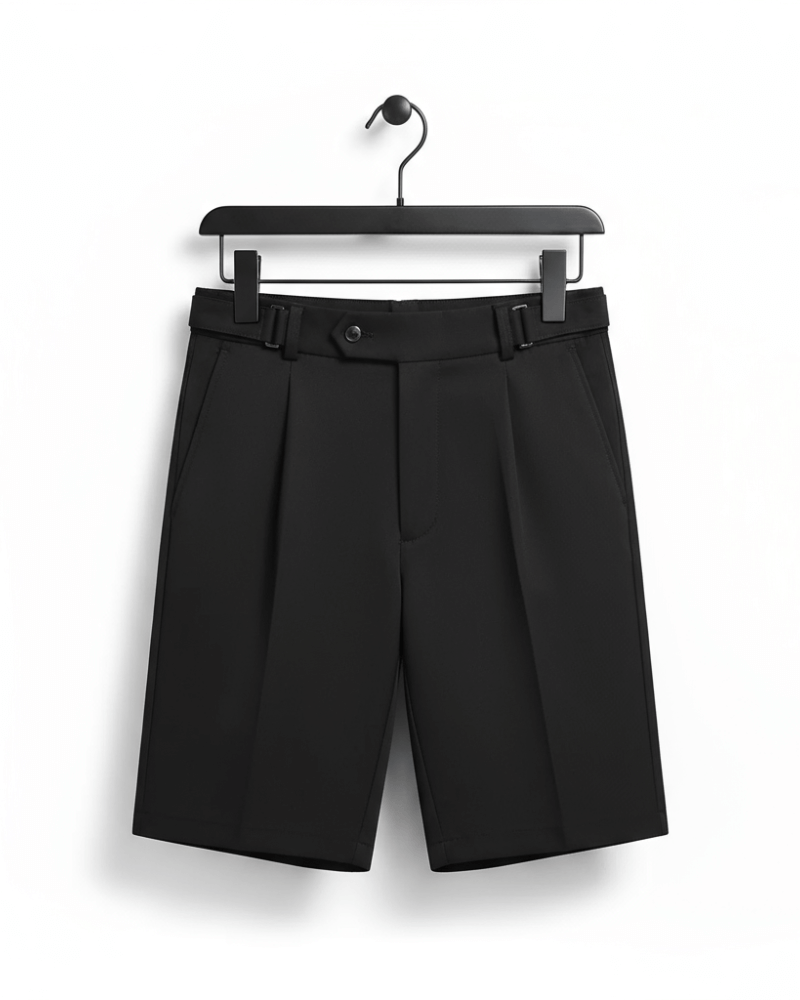 Tailored Pleated Shorts - Sterling Weave