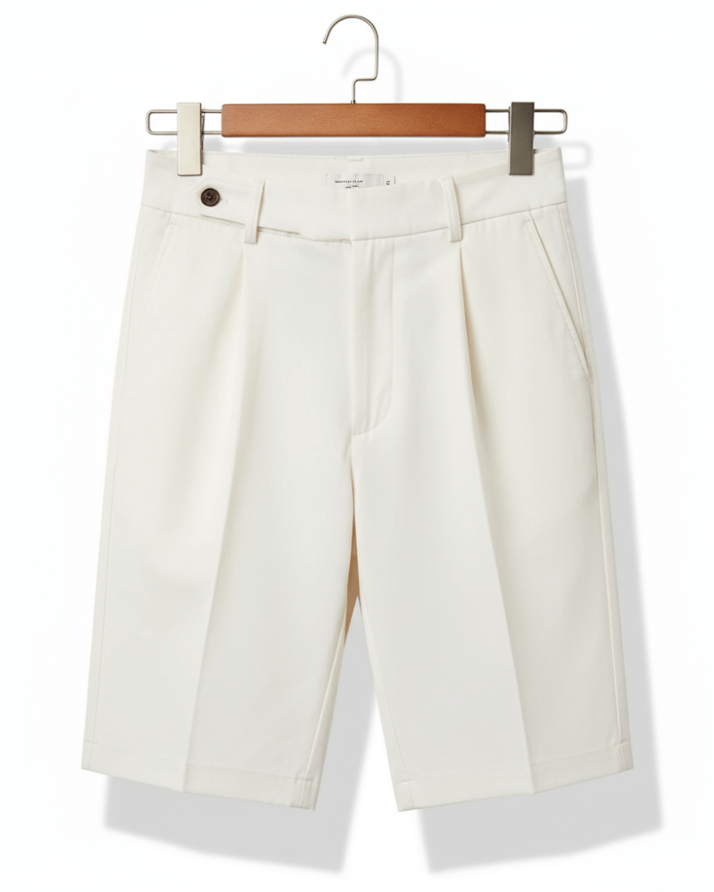 Tailored Pleated Shorts - Sterling Weave