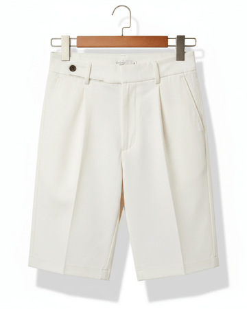 Tailored Pleated Shorts - Sterling Weave