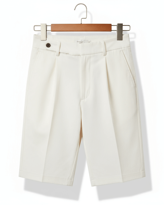 Tailored Pleated Shorts - Sterling Weave