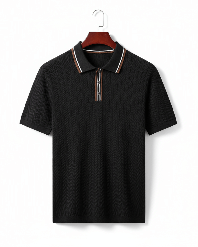 Herringbone Knit Polo - Sterling Weave