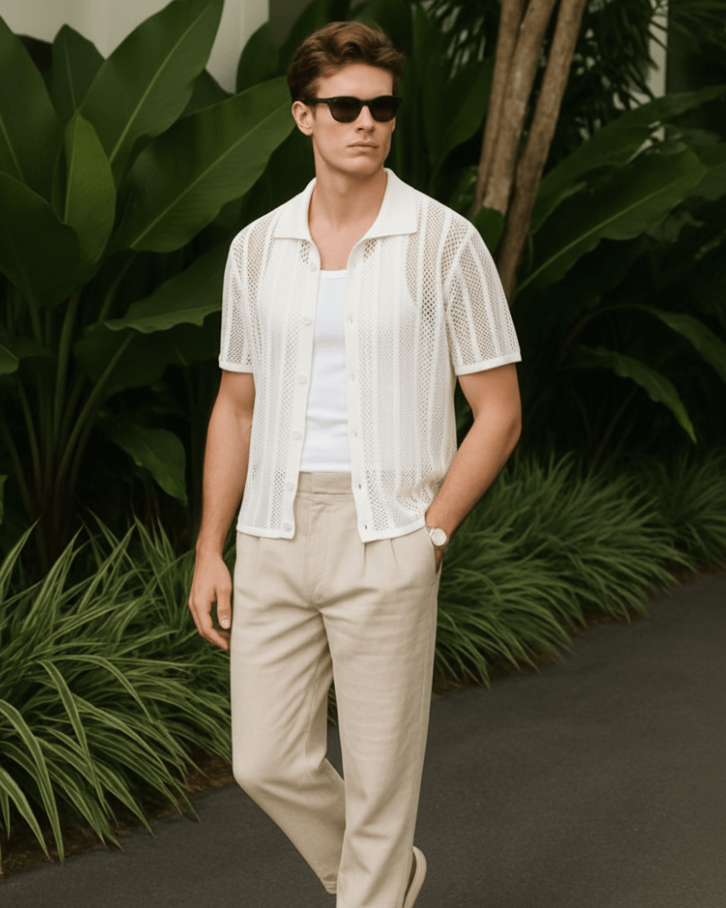 Open Knit Resort Shirt - Sterling Weave