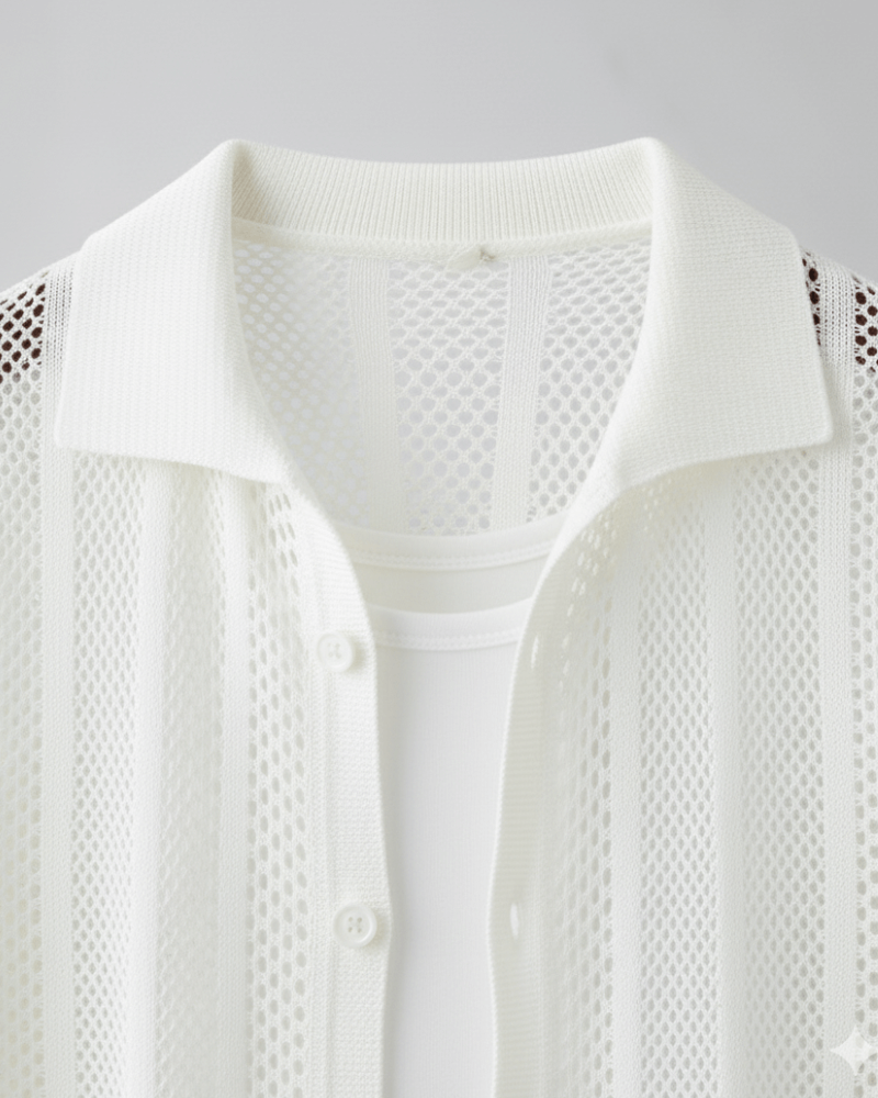 Open Knit Resort Shirt - Sterling Weave
