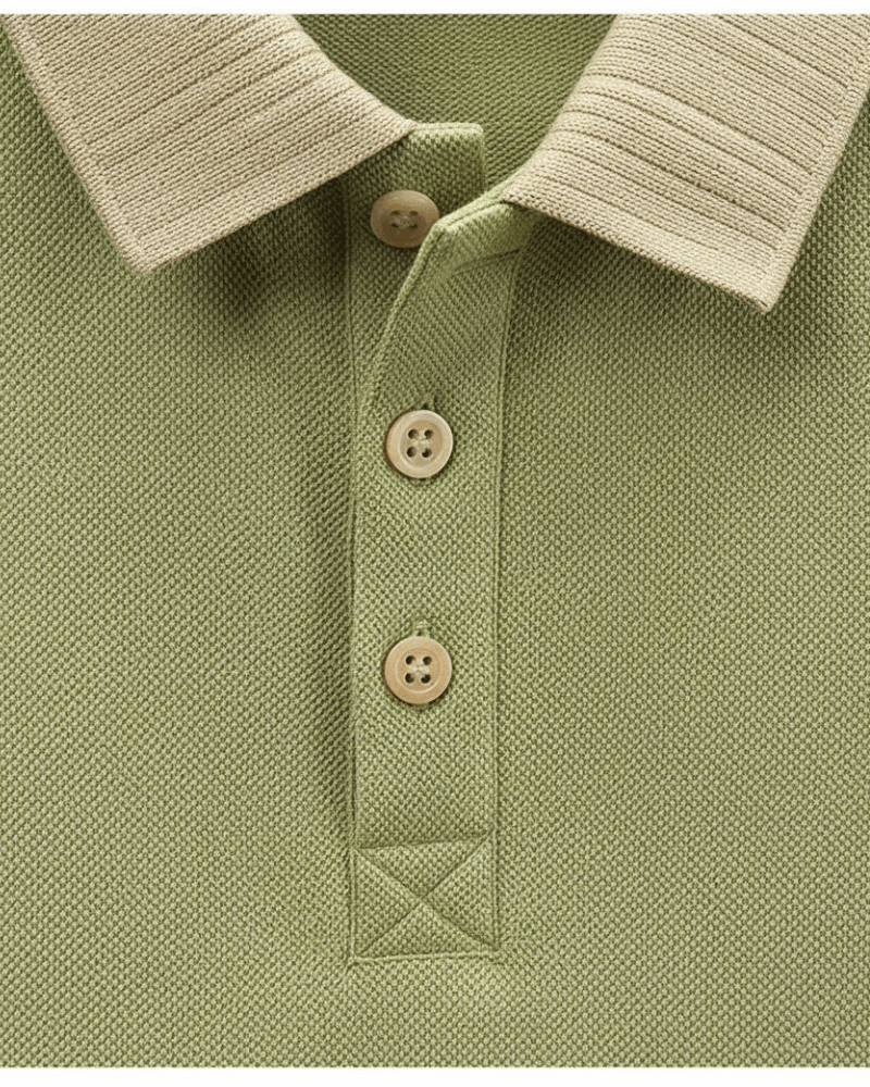 Contrast Rib Collar Polo - Sterling Weave