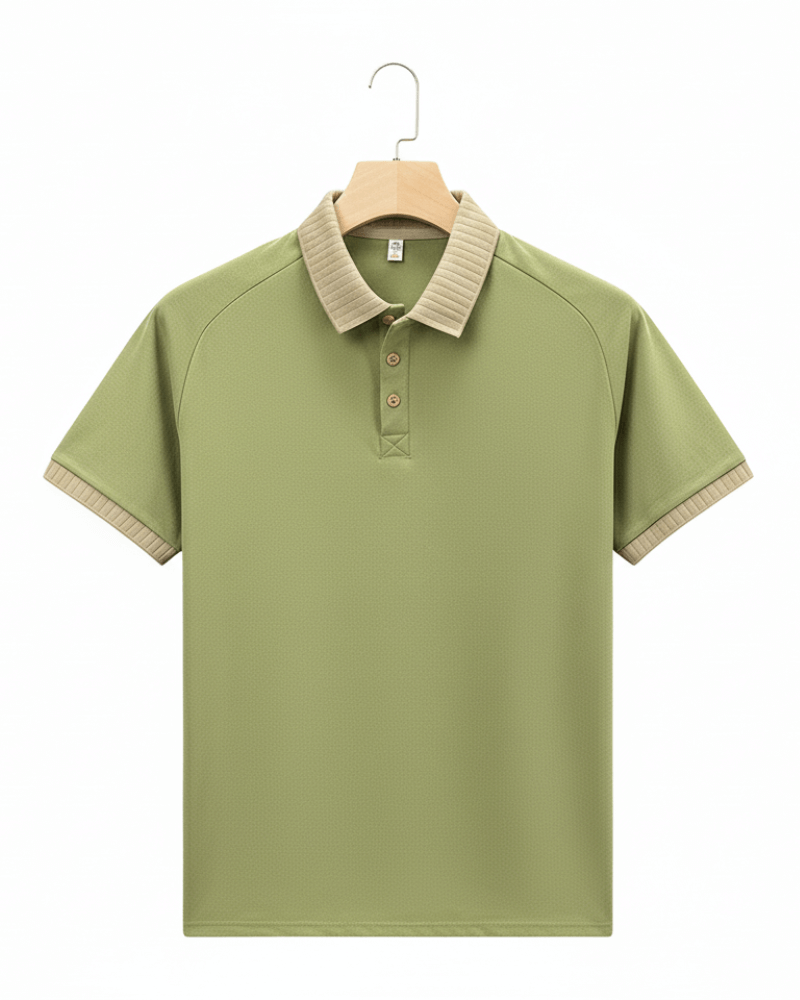 Contrast Rib Collar Polo - Sterling Weave