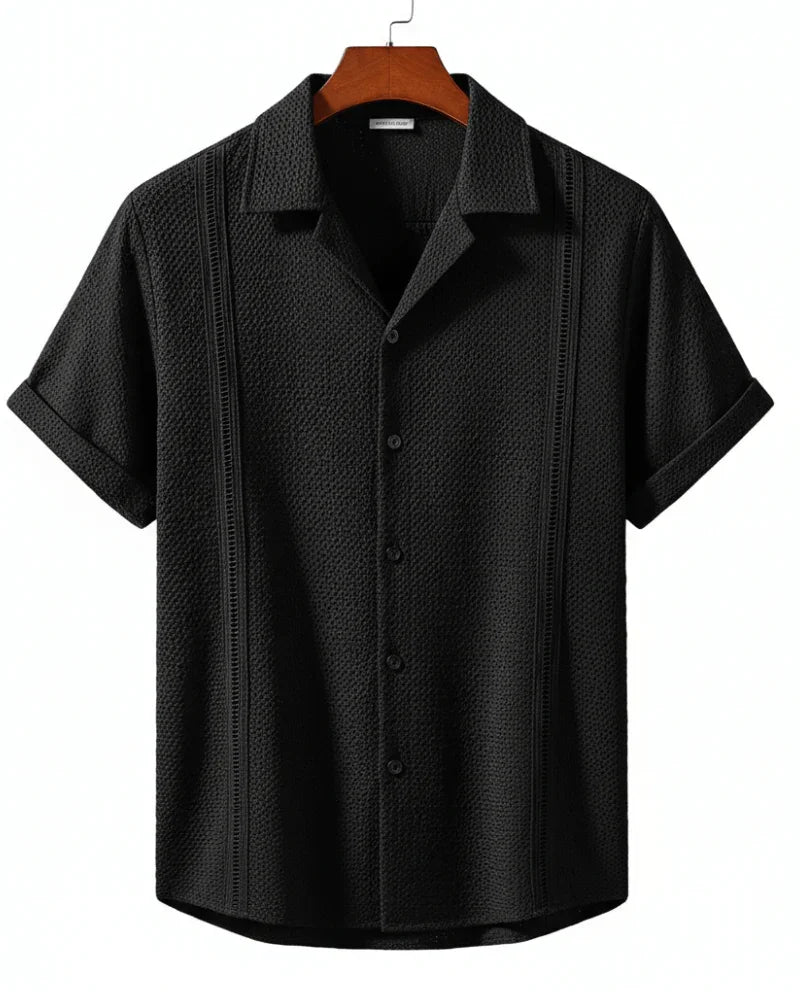 Textured Cuban Collar Shirt - Sterling Weave
