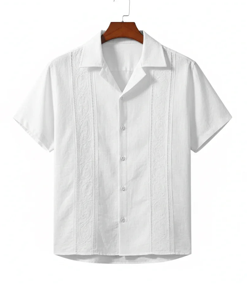 Textured Cuban Collar Shirt - Sterling Weave