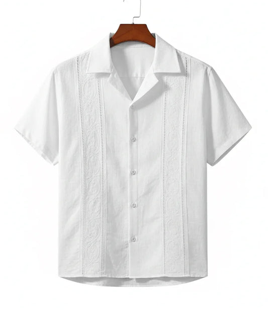 Textured Cuban Collar Shirt - Sterling Weave