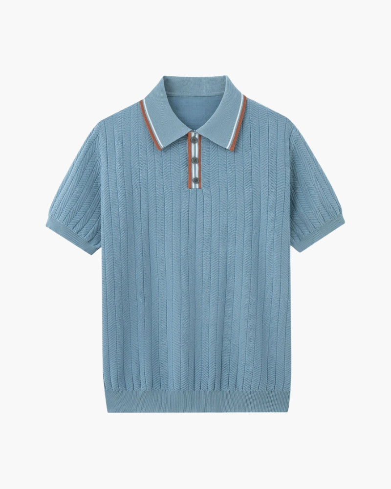 Herringbone Knit Polo - Sterling Weave