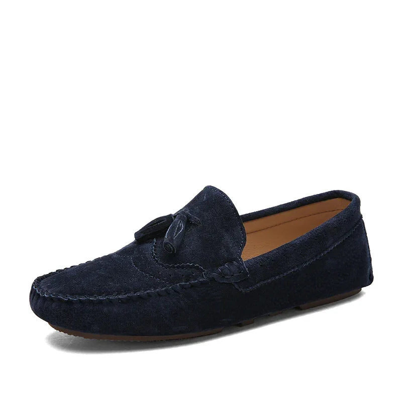 Suede Tassel Driving Loafers - Sterling Weave