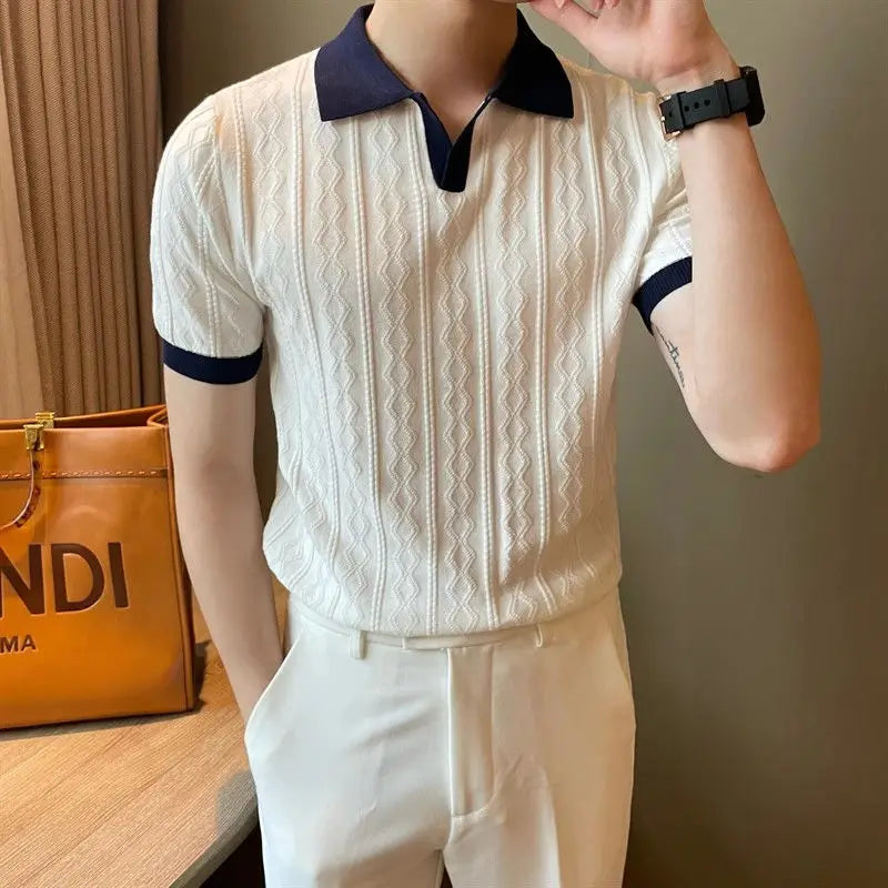 Textured Knit Polo - Sterling Weave