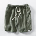 Striped Linen Drawstring Shorts - Sterling Weave