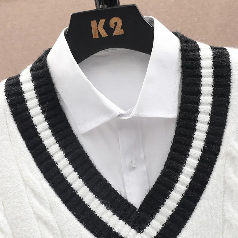 Collegiate Cable Knit Sweater - Sterling Weave