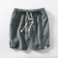 Striped Linen Drawstring Shorts - Sterling Weave