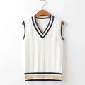 Preppy V-Neck Knit Vest - Sterling Weave