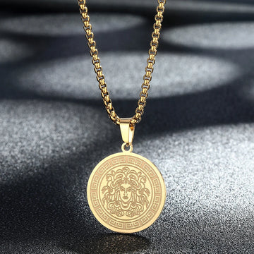 Mythology Greek Symbol Medusa Necklace For Women Ladies Ancient Jewelry Vintage Retro Stainless Steel Gorgon Necklace