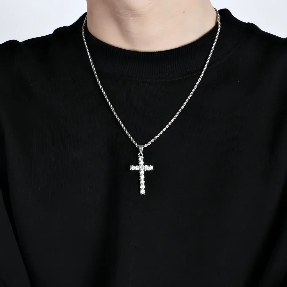 The Lumina Cross Pendant Necklace - Sterling Weave