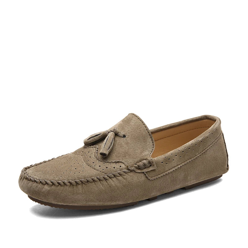 Suede Tassel Driving Loafers - Sterling Weave