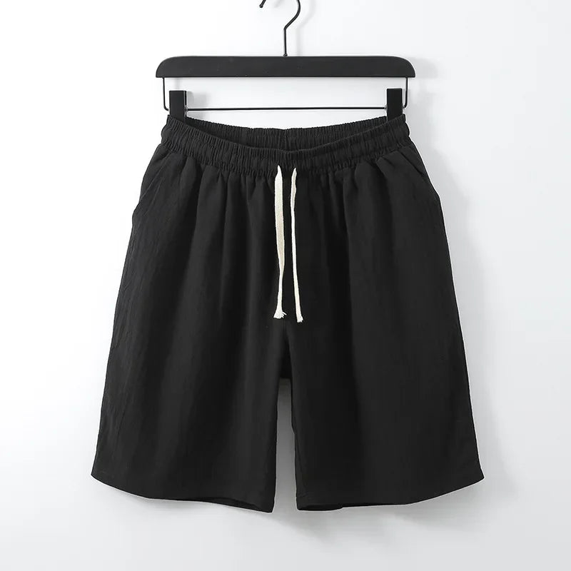Linen Blend Drawstring Shorts - Sterling Weave