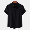 Stand Collar Linen Look Shirt - Sterling Weave