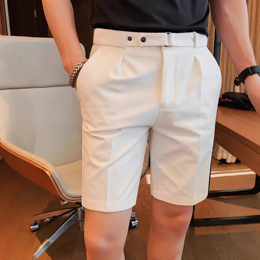 Tailored Pleated Shorts - Sterling Weave