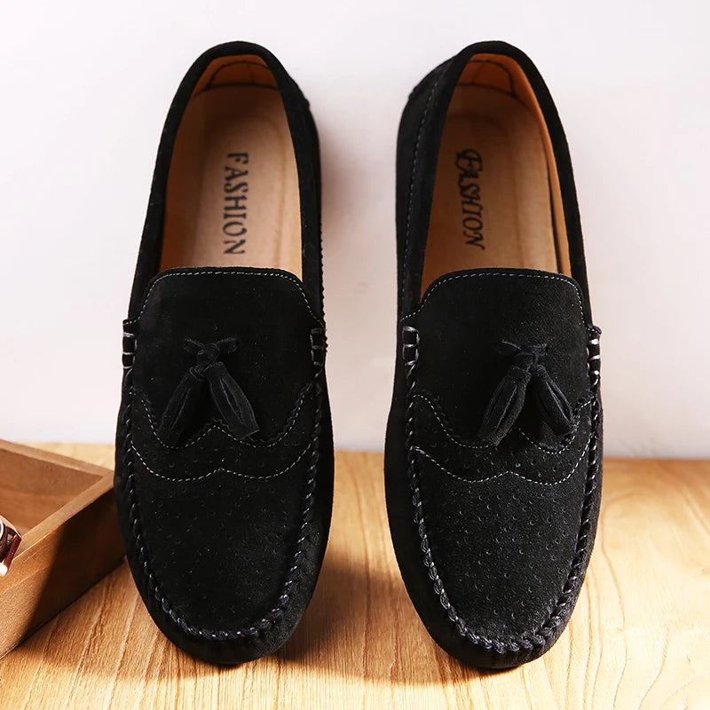 Suede Tassel Driving Loafers - Sterling Weave