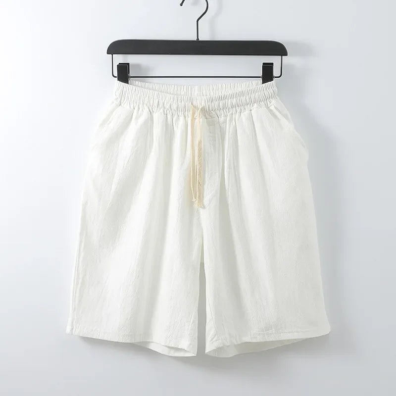 Linen Blend Drawstring Shorts - Sterling Weave