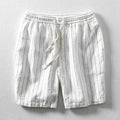 Striped Linen Drawstring Shorts - Sterling Weave