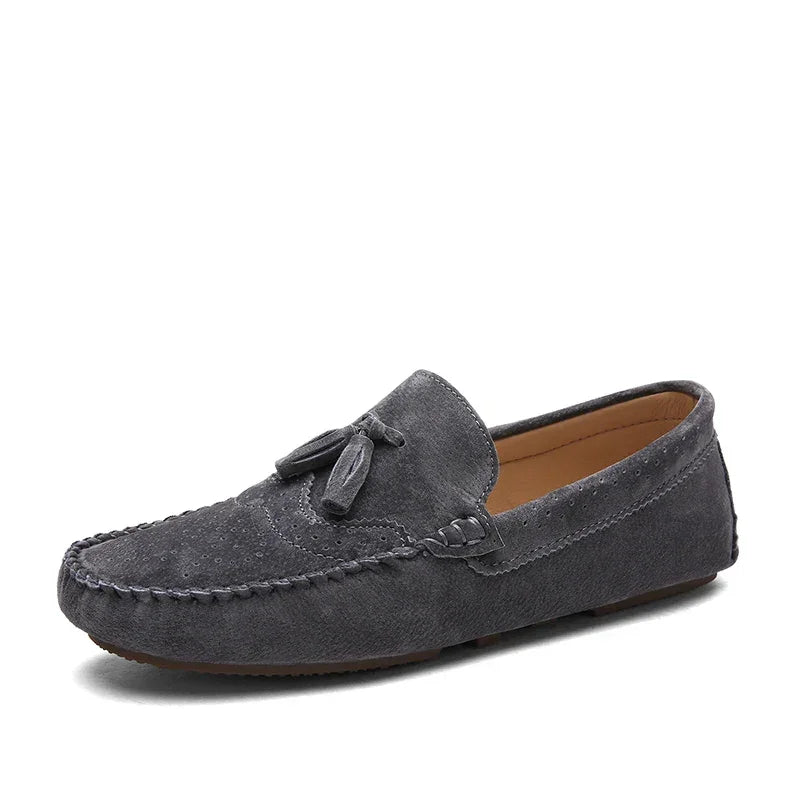 Suede Tassel Driving Loafers - Sterling Weave