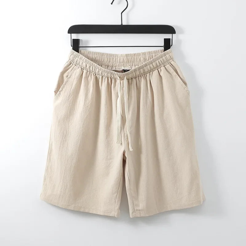 Linen Blend Drawstring Shorts - Sterling Weave